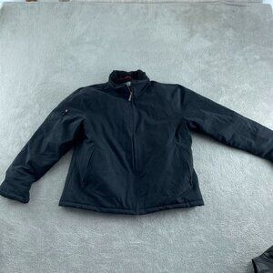 Woolrich Womens Black Outdoor Jacket With Sherpa Collar Plaid Lining 1857